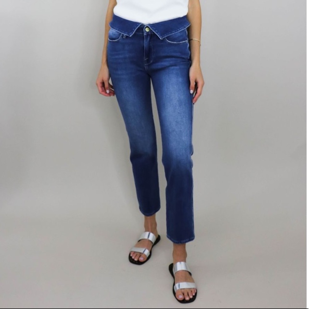 Frame Le High Straight Fold Over Jeans